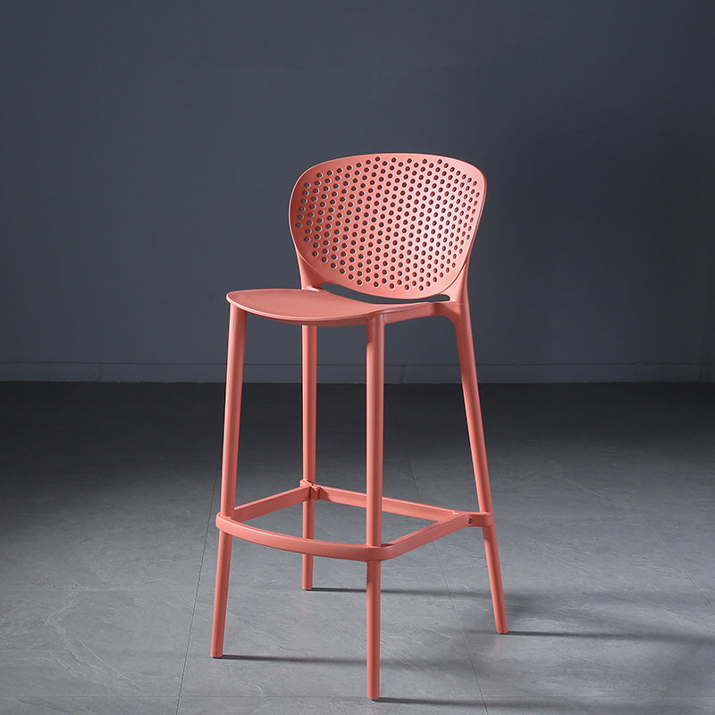 Contemporary Metal Plastic Barstools Bristol Bar Stool with Low Back and Footrest Red 1 Piece Counter Stool(26"H) Clearhalo 'Bar Furniture' 'Bar Stools' 'bar_stools' 'furn' 'furn_bar_stools' 'furniture_bar_stools' 'Kitchen & Dining Furniture' 'kitchen&dining_furn' 'kitchen' 'kitchen_furn' Furniture' 4493198