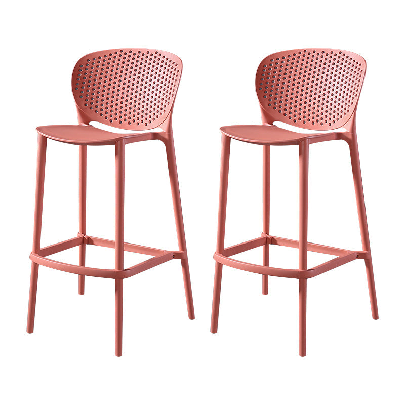 Contemporary Metal Plastic Barstools Bristol Bar Stool with Low Back and Footrest Red 2 Piece Set Counter Stool(26"H) Clearhalo 'Bar Furniture' 'Bar Stools' 'bar_stools' 'furn' 'furn_bar_stools' 'furniture_bar_stools' 'Kitchen & Dining Furniture' 'kitchen&dining_furn' 'kitchen' 'kitchen_furn' Furniture' 4493200