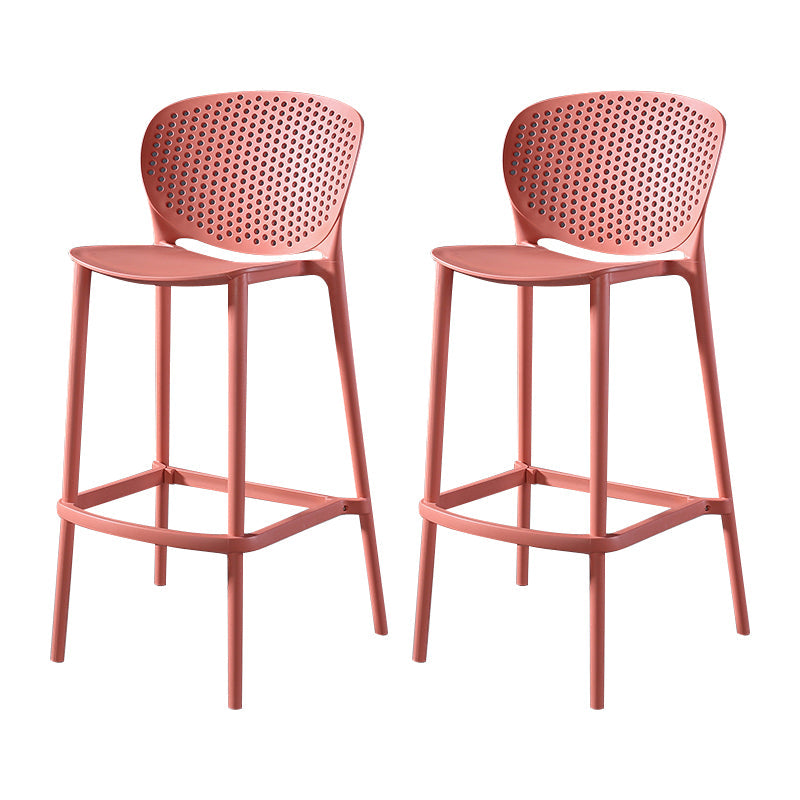 Contemporary Metal Plastic Barstools Bristol Bar Stool with Low Back and Footrest Red 2 Piece Set Bar Stool(30"H) Clearhalo 'Bar Furniture' 'Bar Stools' 'bar_stools' 'furn' 'furn_bar_stools' 'furniture_bar_stools' 'Kitchen & Dining Furniture' 'kitchen&dining_furn' 'kitchen' 'kitchen_furn' Furniture' 4493206