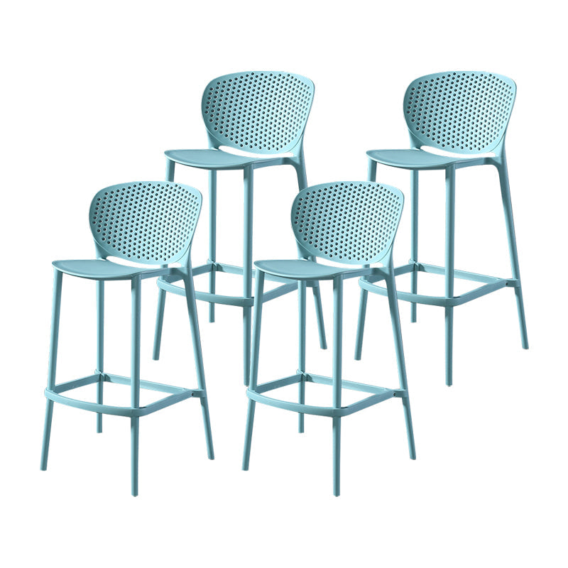 Contemporary Metal Plastic Barstools Bristol Bar Stool with Low Back and Footrest Sky Blue 4 Piece Set Counter Stool(26"H) Clearhalo 'Bar Furniture' 'Bar Stools' 'bar_stools' 'furn' 'furn_bar_stools' 'furniture_bar_stools' 'Kitchen & Dining Furniture' 'kitchen&dining_furn' 'kitchen' 'kitchen_furn' Furniture' 4493211