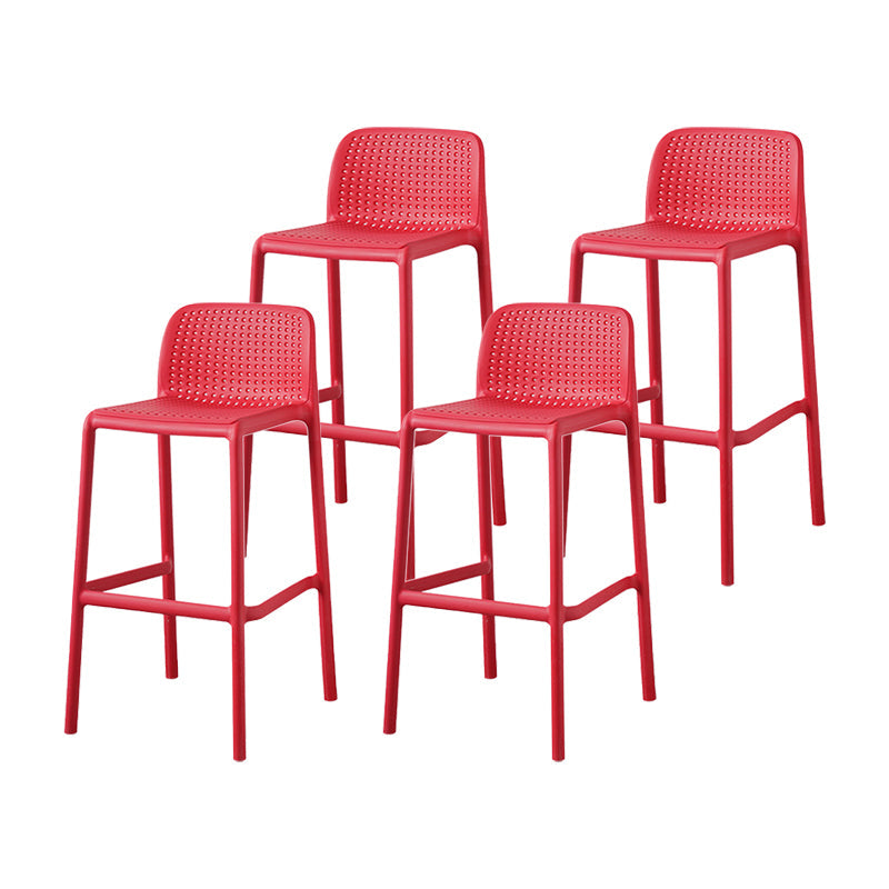 Contemporary Metal Plastic Barstools Bristol Bar Stool with Low Back and Footrest Watermelon Red 4 Piece Set Counter Stool(26"H) Clearhalo 'Bar Furniture' 'Bar Stools' 'bar_stools' 'furn' 'furn_bar_stools' 'furniture_bar_stools' 'Kitchen & Dining Furniture' 'kitchen&dining_furn' 'kitchen' 'kitchen_furn' Furniture' 4493247