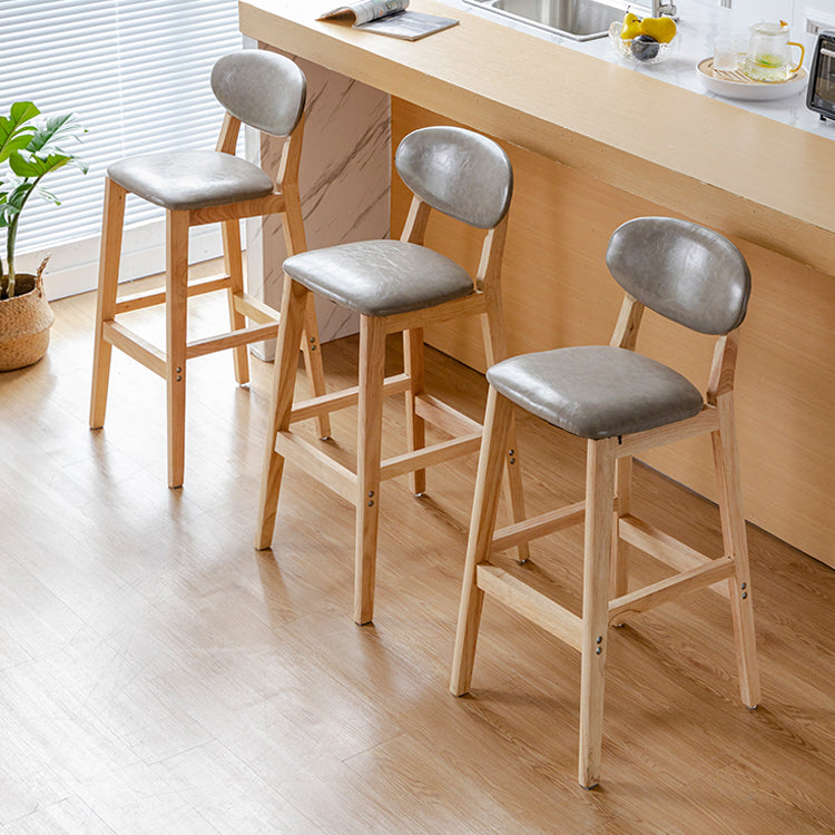 Modern Armless Backrest Counter Stool Wood Bar Stool with Cushion for Kitchen Clearhalo 'Bar Furniture' 'Bar Stools' 'bar_stools' 'furn' 'furn_bar_stools' 'furniture_bar_stools' 'Kitchen & Dining Furniture' 'kitchen&dining_furn' 'kitchen' 'kitchen_furn' Furniture' 4493261