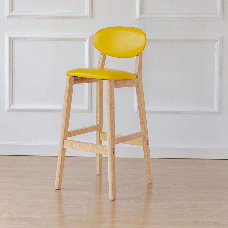 Modern Armless Backrest Counter Stool Wood Bar Stool with Cushion for Kitchen Yellow 1 Piece Clearhalo 'Bar Furniture' 'Bar Stools' 'bar_stools' 'furn' 'furn_bar_stools' 'furniture_bar_stools' 'Kitchen & Dining Furniture' 'kitchen&dining_furn' 'kitchen' 'kitchen_furn' Furniture' 4493267