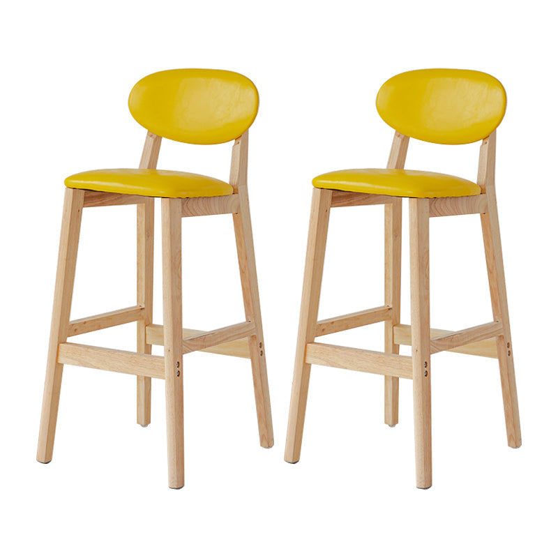 Modern Armless Backrest Counter Stool Wood Bar Stool with Cushion for Kitchen Yellow 2 Piece Set Clearhalo 'Bar Furniture' 'Bar Stools' 'bar_stools' 'furn' 'furn_bar_stools' 'furniture_bar_stools' 'Kitchen & Dining Furniture' 'kitchen&dining_furn' 'kitchen' 'kitchen_furn' Furniture' 4493269