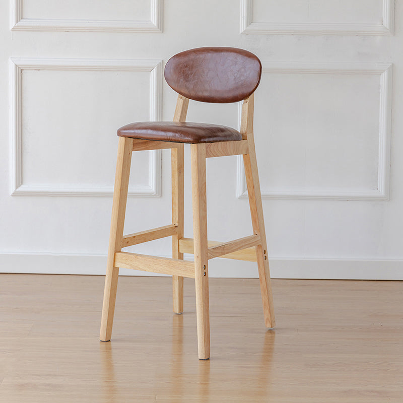 Modern Armless Backrest Counter Stool Wood Bar Stool with Cushion for Kitchen Brown 1 Piece Clearhalo 'Bar Furniture' 'Bar Stools' 'bar_stools' 'furn' 'furn_bar_stools' 'furniture_bar_stools' 'Kitchen & Dining Furniture' 'kitchen&dining_furn' 'kitchen' 'kitchen_furn' Furniture' 4493274
