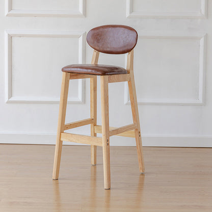 Modern Armless Backrest Counter Stool Wood Bar Stool with Cushion for Kitchen Brown 1 Piece Clearhalo 'Bar Furniture' 'Bar Stools' 'bar_stools' 'furn' 'furn_bar_stools' 'furniture_bar_stools' 'Kitchen & Dining Furniture' 'kitchen&dining_furn' 'kitchen' 'kitchen_furn' Furniture' 4493274