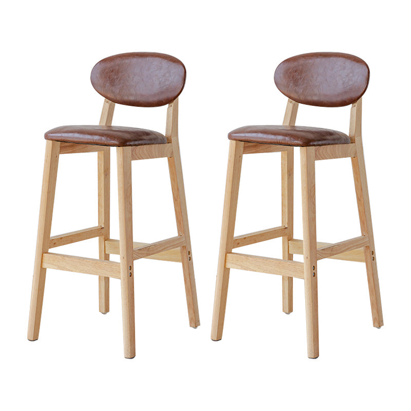 Modern Armless Backrest Counter Stool Wood Bar Stool with Cushion for Kitchen Brown 2 Piece Set Clearhalo 'Bar Furniture' 'Bar Stools' 'bar_stools' 'furn' 'furn_bar_stools' 'furniture_bar_stools' 'Kitchen & Dining Furniture' 'kitchen&dining_furn' 'kitchen' 'kitchen_furn' Furniture' 4493276