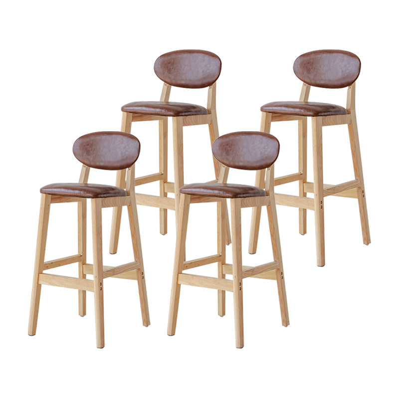 Modern Armless Backrest Counter Stool Wood Bar Stool with Cushion for Kitchen Brown 4 Piece Set Clearhalo 'Bar Furniture' 'Bar Stools' 'bar_stools' 'furn' 'furn_bar_stools' 'furniture_bar_stools' 'Kitchen & Dining Furniture' 'kitchen&dining_furn' 'kitchen' 'kitchen_furn' Furniture' 4493278