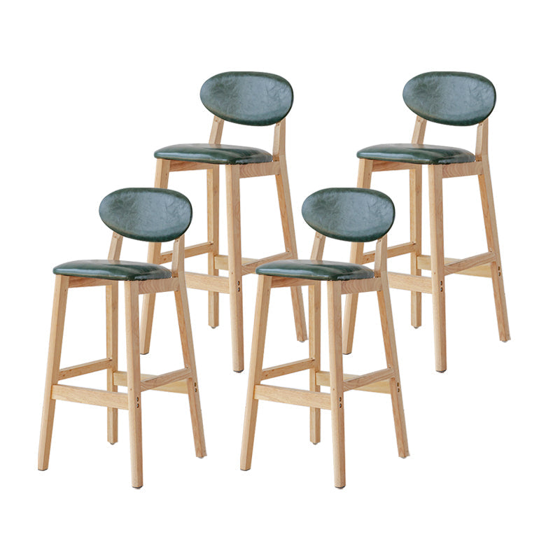 Modern Armless Backrest Counter Stool Wood Bar Stool with Cushion for Kitchen Blackish Green 4 Piece Set Clearhalo 'Bar Furniture' 'Bar Stools' 'bar_stools' 'furn' 'furn_bar_stools' 'furniture_bar_stools' 'Kitchen & Dining Furniture' 'kitchen&dining_furn' 'kitchen' 'kitchen_furn' Furniture' 4493283