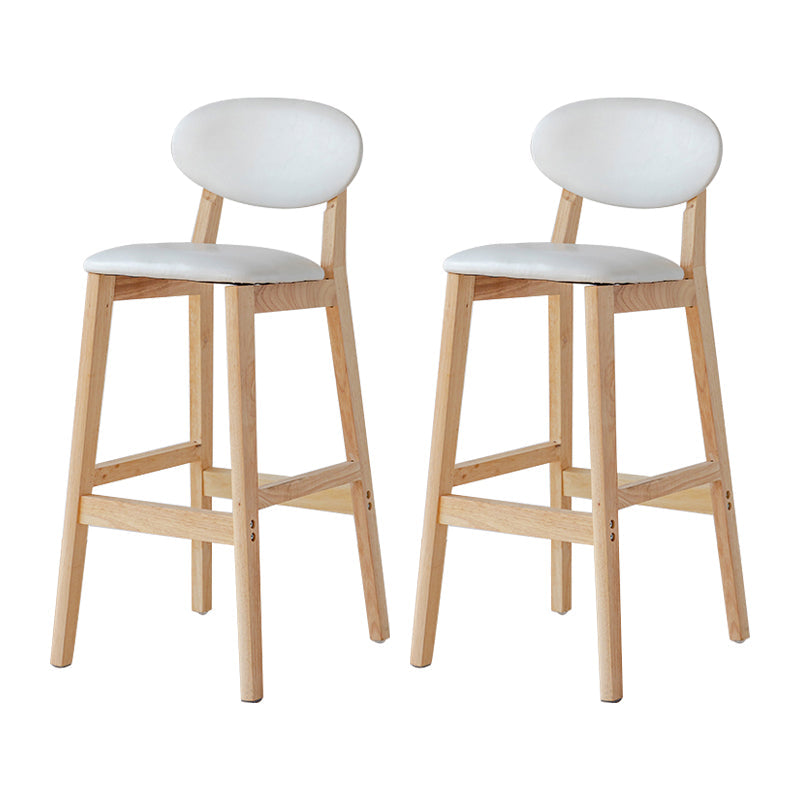 Modern Armless Backrest Counter Stool Wood Bar Stool with Cushion for Kitchen White 2 Piece Set Clearhalo 'Bar Furniture' 'Bar Stools' 'bar_stools' 'furn' 'furn_bar_stools' 'furniture_bar_stools' 'Kitchen & Dining Furniture' 'kitchen&dining_furn' 'kitchen' 'kitchen_furn' Furniture' 4493288