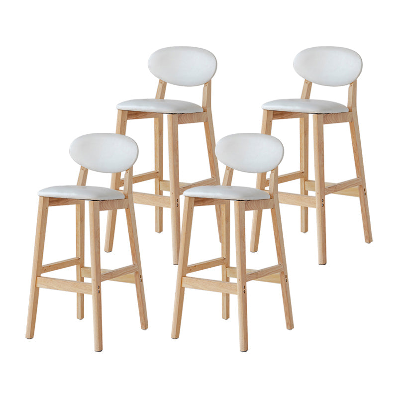 Modern Armless Backrest Counter Stool Wood Bar Stool with Cushion for Kitchen White 4 Piece Set Clearhalo 'Bar Furniture' 'Bar Stools' 'bar_stools' 'furn' 'furn_bar_stools' 'furniture_bar_stools' 'Kitchen & Dining Furniture' 'kitchen&dining_furn' 'kitchen' 'kitchen_furn' Furniture' 4493289