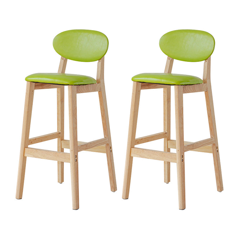 Modern Armless Backrest Counter Stool Wood Bar Stool with Cushion for Kitchen Green 2 Piece Set Clearhalo 'Bar Furniture' 'Bar Stools' 'bar_stools' 'furn' 'furn_bar_stools' 'furniture_bar_stools' 'Kitchen & Dining Furniture' 'kitchen&dining_furn' 'kitchen' 'kitchen_furn' Furniture' 4493294