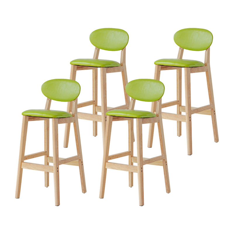 Modern Armless Backrest Counter Stool Wood Bar Stool with Cushion for Kitchen Green 4 Piece Set Clearhalo 'Bar Furniture' 'Bar Stools' 'bar_stools' 'furn' 'furn_bar_stools' 'furniture_bar_stools' 'Kitchen & Dining Furniture' 'kitchen&dining_furn' 'kitchen' 'kitchen_furn' Furniture' 4493295