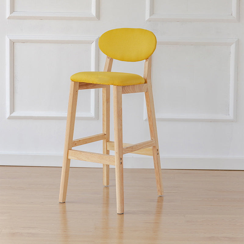 Modern Armless Backrest Counter Stool Wood Bar Stool with Cushion for Kitchen Light Yellow 1 Piece Clearhalo 'Bar Furniture' 'Bar Stools' 'bar_stools' 'furn' 'furn_bar_stools' 'furniture_bar_stools' 'Kitchen & Dining Furniture' 'kitchen&dining_furn' 'kitchen' 'kitchen_furn' Furniture' 4493299