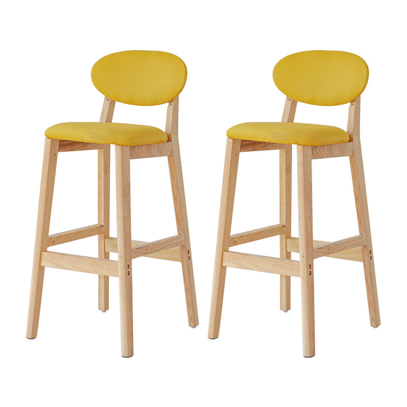Modern Armless Backrest Counter Stool Wood Bar Stool with Cushion for Kitchen Light Yellow 2 Piece Set Clearhalo 'Bar Furniture' 'Bar Stools' 'bar_stools' 'furn' 'furn_bar_stools' 'furniture_bar_stools' 'Kitchen & Dining Furniture' 'kitchen&dining_furn' 'kitchen' 'kitchen_furn' Furniture' 4493300