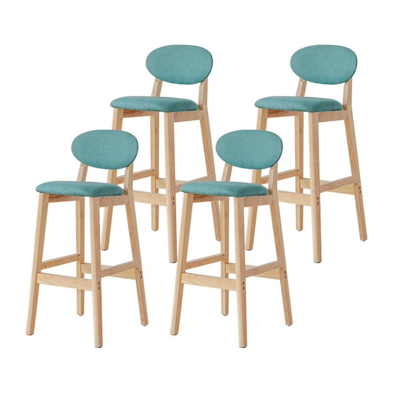 Modern Armless Backrest Counter Stool Wood Bar Stool with Cushion for Kitchen Light Green 4 Piece Set Clearhalo 'Bar Furniture' 'Bar Stools' 'bar_stools' 'furn' 'furn_bar_stools' 'furniture_bar_stools' 'Kitchen & Dining Furniture' 'kitchen&dining_furn' 'kitchen' 'kitchen_furn' Furniture' 4493304