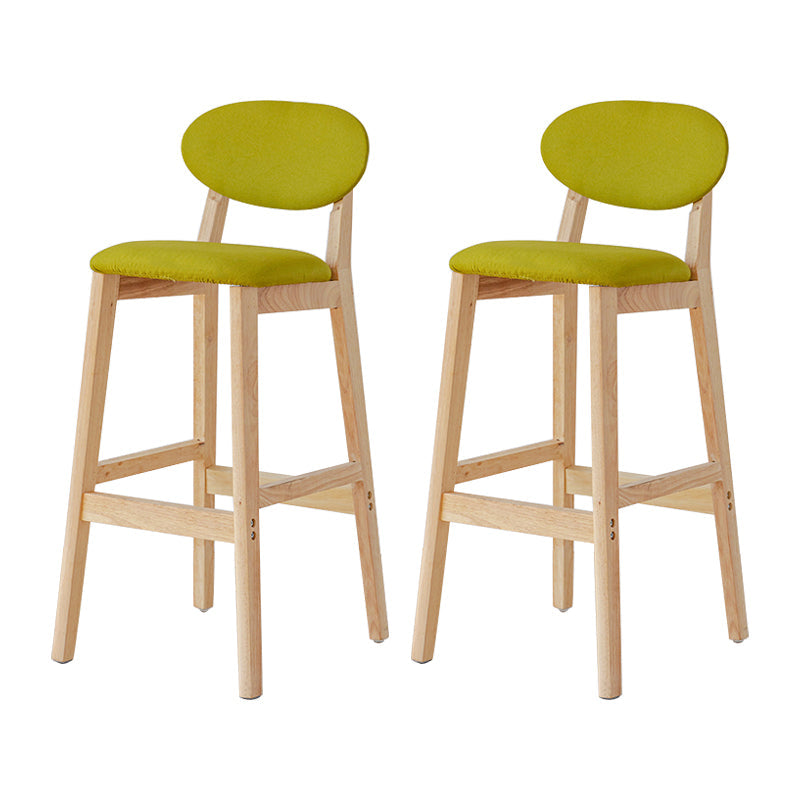 Modern Armless Backrest Counter Stool Wood Bar Stool with Cushion for Kitchen Fluorescent Green 2 Piece Set Clearhalo 'Bar Furniture' 'Bar Stools' 'bar_stools' 'furn' 'furn_bar_stools' 'furniture_bar_stools' 'Kitchen & Dining Furniture' 'kitchen&dining_furn' 'kitchen' 'kitchen_furn' Furniture' 4493306