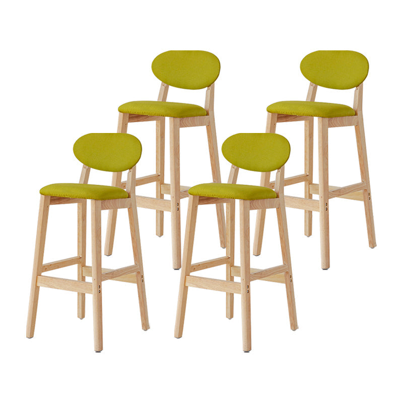 Modern Armless Backrest Counter Stool Wood Bar Stool with Cushion for Kitchen Fluorescent Green 4 Piece Set Clearhalo 'Bar Furniture' 'Bar Stools' 'bar_stools' 'furn' 'furn_bar_stools' 'furniture_bar_stools' 'Kitchen & Dining Furniture' 'kitchen&dining_furn' 'kitchen' 'kitchen_furn' Furniture' 4493307