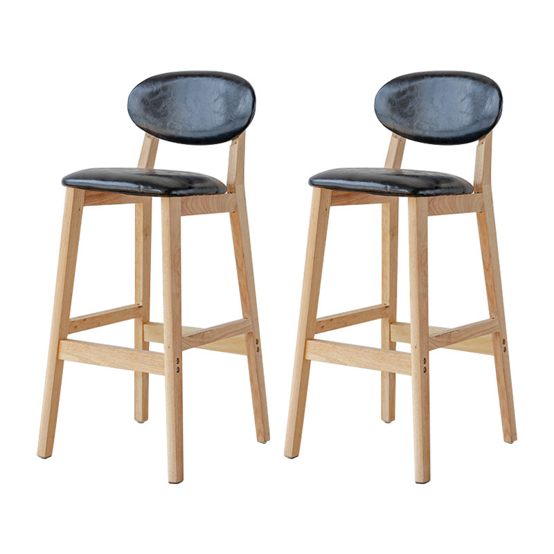 Modern Armless Backrest Counter Stool Wood Bar Stool with Cushion for Kitchen Black 2 Piece Set Clearhalo 'Bar Furniture' 'Bar Stools' 'bar_stools' 'furn' 'furn_bar_stools' 'furniture_bar_stools' 'Kitchen & Dining Furniture' 'kitchen&dining_furn' 'kitchen' 'kitchen_furn' Furniture' 4493309