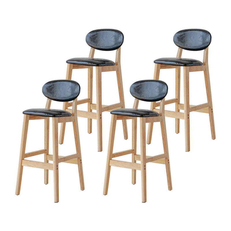 Modern Armless Backrest Counter Stool Wood Bar Stool with Cushion for Kitchen Black 4 Piece Set Clearhalo 'Bar Furniture' 'Bar Stools' 'bar_stools' 'furn' 'furn_bar_stools' 'furniture_bar_stools' 'Kitchen & Dining Furniture' 'kitchen&dining_furn' 'kitchen' 'kitchen_furn' Furniture' 4493310