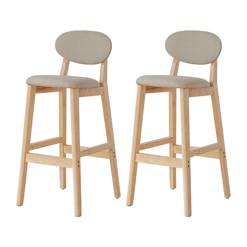 Modern Armless Backrest Counter Stool Wood Bar Stool with Cushion for Kitchen Khaki 2 Piece Set Clearhalo 'Bar Furniture' 'Bar Stools' 'bar_stools' 'furn' 'furn_bar_stools' 'furniture_bar_stools' 'Kitchen & Dining Furniture' 'kitchen&dining_furn' 'kitchen' 'kitchen_furn' Furniture' 4493312