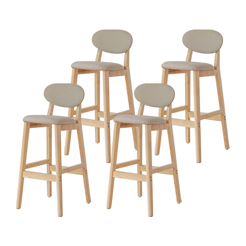 Modern Armless Backrest Counter Stool Wood Bar Stool with Cushion for Kitchen Khaki 4 Piece Set Clearhalo 'Bar Furniture' 'Bar Stools' 'bar_stools' 'furn' 'furn_bar_stools' 'furniture_bar_stools' 'Kitchen & Dining Furniture' 'kitchen&dining_furn' 'kitchen' 'kitchen_furn' Furniture' 4493313
