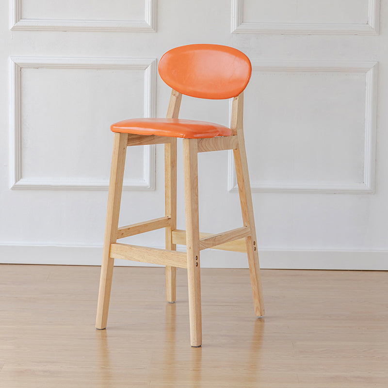 Modern Armless Backrest Counter Stool Wood Bar Stool with Cushion for Kitchen Orange 1 Piece Clearhalo 'Bar Furniture' 'Bar Stools' 'bar_stools' 'furn' 'furn_bar_stools' 'furniture_bar_stools' 'Kitchen & Dining Furniture' 'kitchen&dining_furn' 'kitchen' 'kitchen_furn' Furniture' 4493314