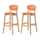 Modern Armless Backrest Counter Stool Wood Bar Stool with Cushion for Kitchen Orange 2 Piece Set Clearhalo 'Bar Furniture' 'Bar Stools' 'bar_stools' 'furn' 'furn_bar_stools' 'furniture_bar_stools' 'Kitchen & Dining Furniture' 'kitchen&dining_furn' 'kitchen' 'kitchen_furn' Furniture' 4493315
