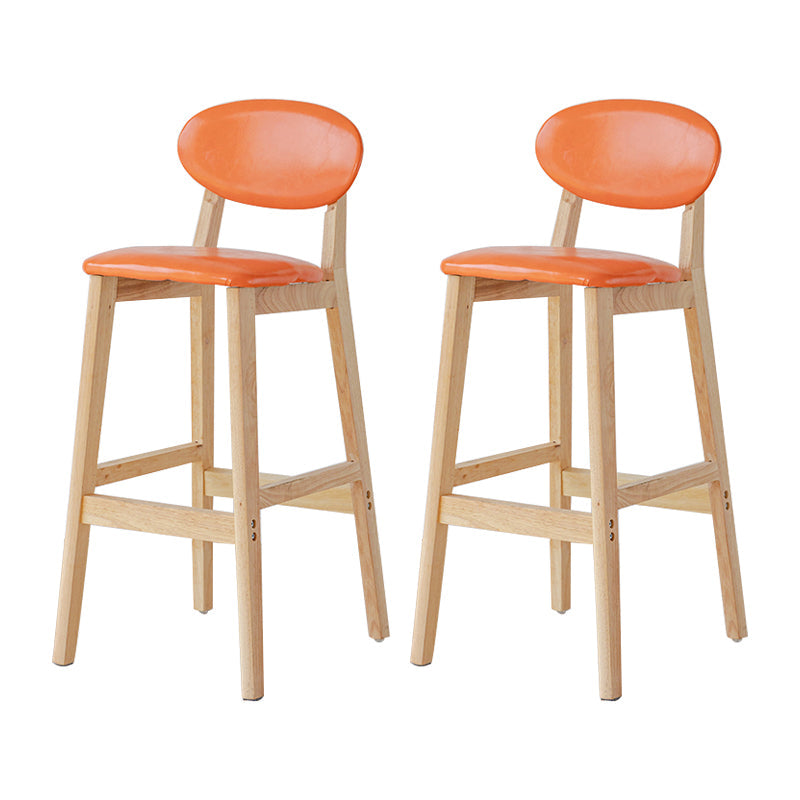 Modern Armless Backrest Counter Stool Wood Bar Stool with Cushion for Kitchen Orange 2 Piece Set Clearhalo 'Bar Furniture' 'Bar Stools' 'bar_stools' 'furn' 'furn_bar_stools' 'furniture_bar_stools' 'Kitchen & Dining Furniture' 'kitchen&dining_furn' 'kitchen' 'kitchen_furn' Furniture' 4493315