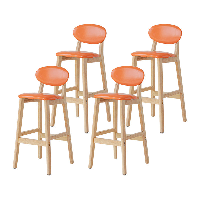 Modern Armless Backrest Counter Stool Wood Bar Stool with Cushion for Kitchen Orange 4 Piece Set Clearhalo 'Bar Furniture' 'Bar Stools' 'bar_stools' 'furn' 'furn_bar_stools' 'furniture_bar_stools' 'Kitchen & Dining Furniture' 'kitchen&dining_furn' 'kitchen' 'kitchen_furn' Furniture' 4493316
