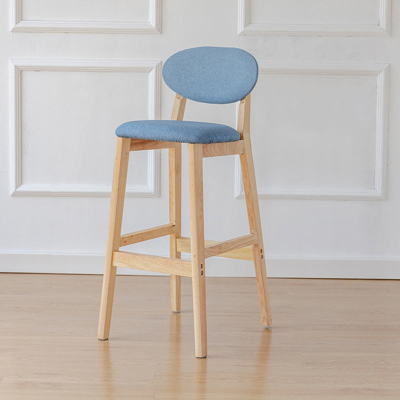 Modern Armless Backrest Counter Stool Wood Bar Stool with Cushion for Kitchen Sky Blue 1 Piece Clearhalo 'Bar Furniture' 'Bar Stools' 'bar_stools' 'furn' 'furn_bar_stools' 'furniture_bar_stools' 'Kitchen & Dining Furniture' 'kitchen&dining_furn' 'kitchen' 'kitchen_furn' Furniture' 4493320