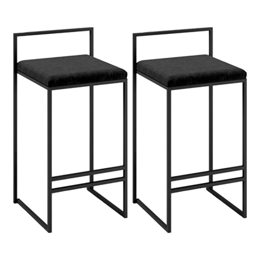 Contemporary Metal Bar Stools Indoor Barstool with Cushion and Low Back for Kitchen Black 2 Piece Set Clearhalo 'Bar Furniture' 'Bar Stools' 'bar_stools' 'furn' 'furn_bar_stools' 'furniture_bar_stools' 'Kitchen & Dining Furniture' 'kitchen&dining_furn' 'kitchen' 'kitchen_furn' Furniture' 4493328
