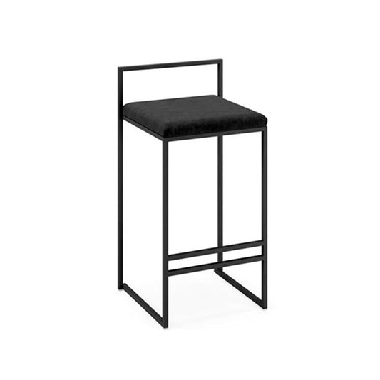 Contemporary Metal Bar Stools Indoor Barstool with Cushion and Low Back for Kitchen Black 1 Piece
