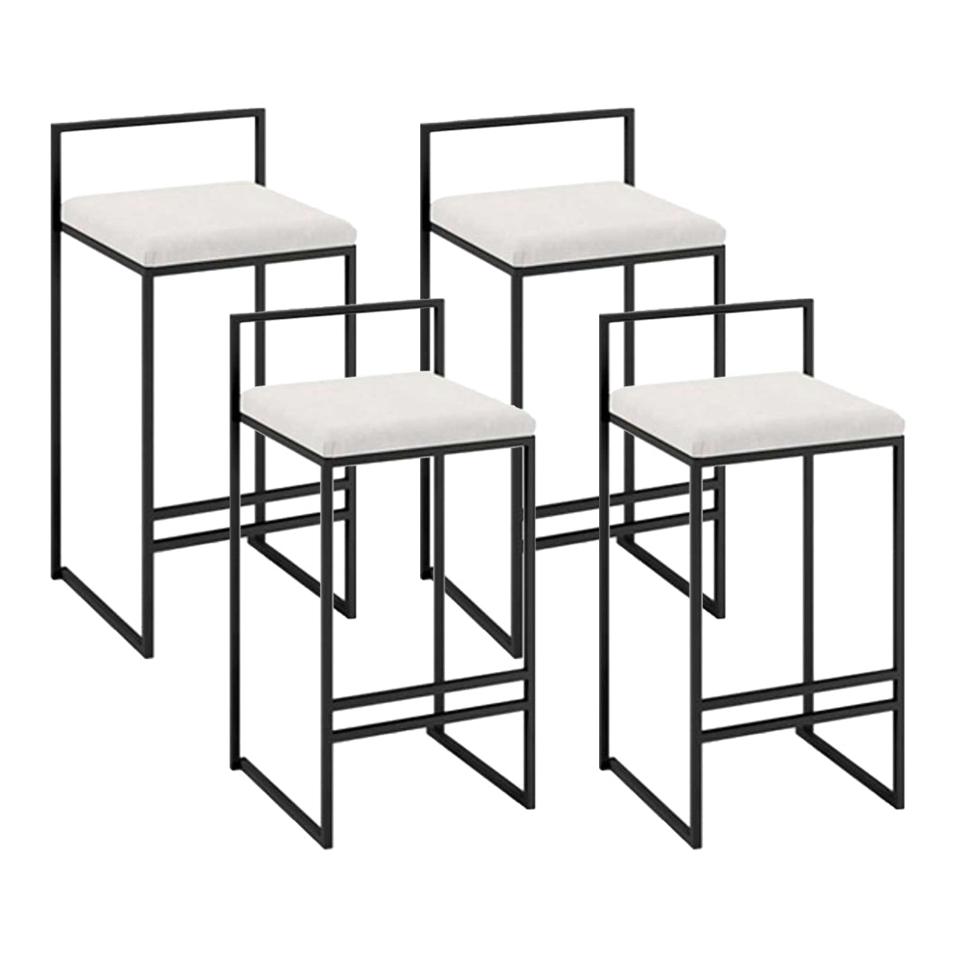 Contemporary Metal Bar Stools Indoor Barstool with Cushion and Low Back for Kitchen White 4 Piece Set Clearhalo 'Bar Furniture' 'Bar Stools' 'bar_stools' 'furn' 'furn_bar_stools' 'furniture_bar_stools' 'Kitchen & Dining Furniture' 'kitchen&dining_furn' 'kitchen' 'kitchen_furn' Furniture' 4493336