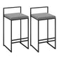 Contemporary Metal Bar Stools Indoor Barstool with Cushion and Low Back for Kitchen Grey 2 Piece Set Clearhalo 'Bar Furniture' 'Bar Stools' 'bar_stools' 'furn' 'furn_bar_stools' 'furniture_bar_stools' 'Kitchen & Dining Furniture' 'kitchen&dining_furn' 'kitchen' 'kitchen_furn' Furniture' 4493339