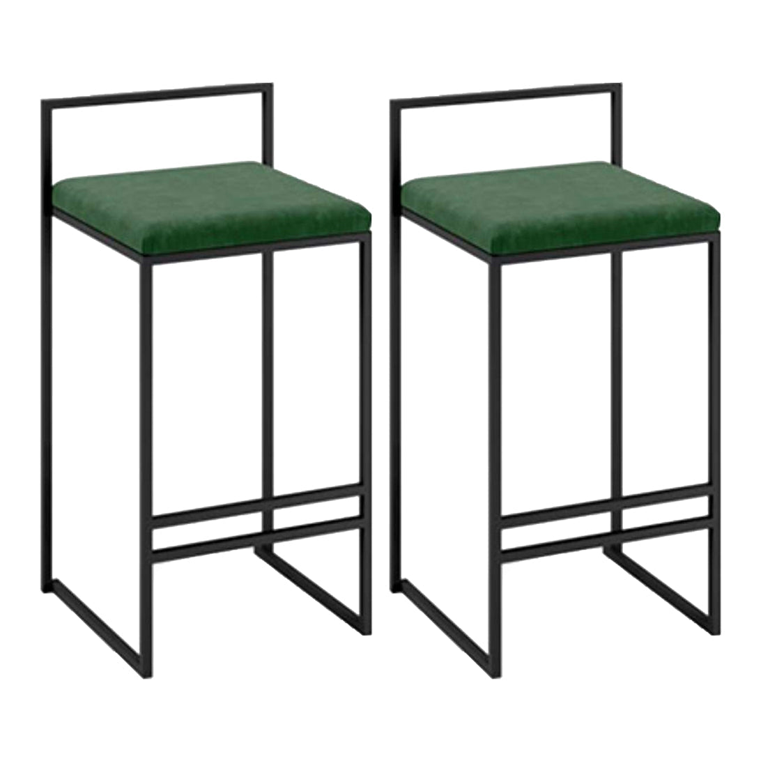 Contemporary Metal Bar Stools Indoor Barstool with Cushion and Low Back for Kitchen Green 2 Piece Set Clearhalo 'Bar Furniture' 'Bar Stools' 'bar_stools' 'furn' 'furn_bar_stools' 'furniture_bar_stools' 'Kitchen & Dining Furniture' 'kitchen&dining_furn' 'kitchen' 'kitchen_furn' Furniture' 4493345