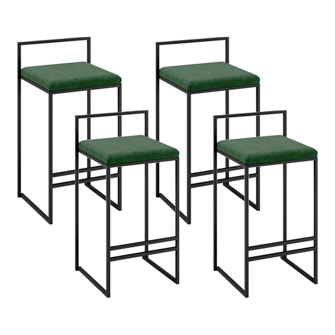 Contemporary Metal Bar Stools Indoor Barstool with Cushion and Low Back for Kitchen Green 4 Piece Set Clearhalo 'Bar Furniture' 'Bar Stools' 'bar_stools' 'furn' 'furn_bar_stools' 'furniture_bar_stools' 'Kitchen & Dining Furniture' 'kitchen&dining_furn' 'kitchen' 'kitchen_furn' Furniture' 4493347