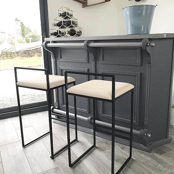 Contemporary Metal Bar Stools Indoor Barstool with Cushion and Low Back for Kitchen Clearhalo 'Bar Furniture' 'Bar Stools' 'bar_stools' 'furn' 'furn_bar_stools' 'furniture_bar_stools' 'Kitchen & Dining Furniture' 'kitchen&dining_furn' 'kitchen' 'kitchen_furn' Furniture' 4493348