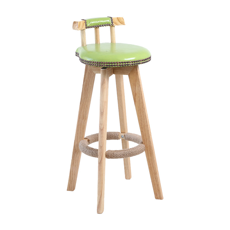 Contemporary Solid Wood Leather Barstool Indoor Bar Stool with Low Back for Kitchen Fruit Green Wood 1 Piece Clearhalo 'Bar Furniture' 'Bar Stools' 'bar_stools' 'furn' 'furn_bar_stools' 'furniture_bar_stools' 'Kitchen & Dining Furniture' 'kitchen&dining_furn' 'kitchen' 'kitchen_furn' Furniture' 4493353