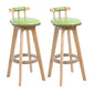 Contemporary Solid Wood Leather Barstool Indoor Bar Stool with Low Back for Kitchen Fruit Green Wood 2 Piece Set Clearhalo 'Bar Furniture' 'Bar Stools' 'bar_stools' 'furn' 'furn_bar_stools' 'furniture_bar_stools' 'Kitchen & Dining Furniture' 'kitchen&dining_furn' 'kitchen' 'kitchen_furn' Furniture' 4493355