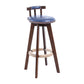 Contemporary Solid Wood Leather Barstool Indoor Bar Stool with Low Back for Kitchen Blue Brown 1 Piece Clearhalo 'Bar Furniture' 'Bar Stools' 'bar_stools' 'furn' 'furn_bar_stools' 'furniture_bar_stools' 'Kitchen & Dining Furniture' 'kitchen&dining_furn' 'kitchen' 'kitchen_furn' Furniture' 4493358