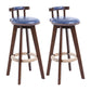 Contemporary Solid Wood Leather Barstool Indoor Bar Stool with Low Back for Kitchen Blue Brown 2 Piece Set Clearhalo 'Bar Furniture' 'Bar Stools' 'bar_stools' 'furn' 'furn_bar_stools' 'furniture_bar_stools' 'Kitchen & Dining Furniture' 'kitchen&dining_furn' 'kitchen' 'kitchen_furn' Furniture' 4493361