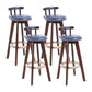 Contemporary Solid Wood Leather Barstool Indoor Bar Stool with Low Back for Kitchen Blue Brown 4 Piece Set Clearhalo 'Bar Furniture' 'Bar Stools' 'bar_stools' 'furn' 'furn_bar_stools' 'furniture_bar_stools' 'Kitchen & Dining Furniture' 'kitchen&dining_furn' 'kitchen' 'kitchen_furn' Furniture' 4493363