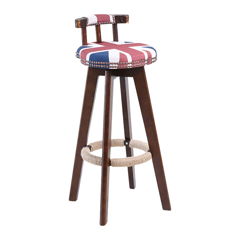 Contemporary Solid Wood Leather Barstool Indoor Bar Stool with Low Back for Kitchen Off-White Brown 1 Piece Clearhalo 'Bar Furniture' 'Bar Stools' 'bar_stools' 'furn' 'furn_bar_stools' 'furniture_bar_stools' 'Kitchen & Dining Furniture' 'kitchen&dining_furn' 'kitchen' 'kitchen_furn' Furniture' 4493365