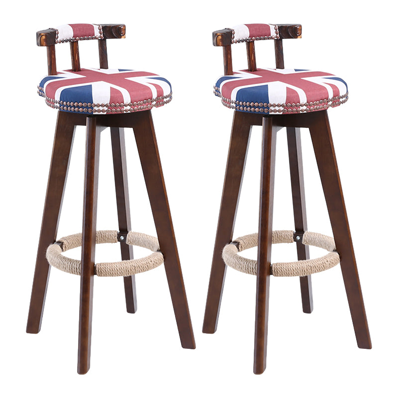 Contemporary Solid Wood Leather Barstool Indoor Bar Stool with Low Back for Kitchen Off-White Brown 2 Piece Set Clearhalo 'Bar Furniture' 'Bar Stools' 'bar_stools' 'furn' 'furn_bar_stools' 'furniture_bar_stools' 'Kitchen & Dining Furniture' 'kitchen&dining_furn' 'kitchen' 'kitchen_furn' Furniture' 4493366