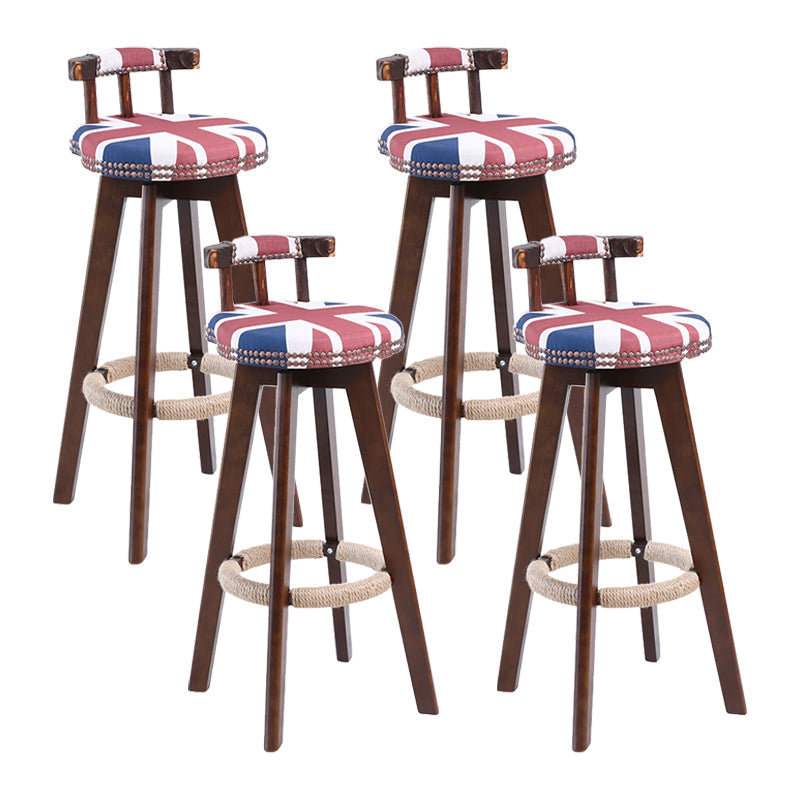 Contemporary Solid Wood Leather Barstool Indoor Bar Stool with Low Back for Kitchen Off-White Brown 4 Piece Set Clearhalo 'Bar Furniture' 'Bar Stools' 'bar_stools' 'furn' 'furn_bar_stools' 'furniture_bar_stools' 'Kitchen & Dining Furniture' 'kitchen&dining_furn' 'kitchen' 'kitchen_furn' Furniture' 4493368
