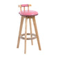 Contemporary Solid Wood Leather Barstool Indoor Bar Stool with Low Back for Kitchen Pink Wood 1 Piece Clearhalo 'Bar Furniture' 'Bar Stools' 'bar_stools' 'furn' 'furn_bar_stools' 'furniture_bar_stools' 'Kitchen & Dining Furniture' 'kitchen&dining_furn' 'kitchen' 'kitchen_furn' Furniture' 4493369
