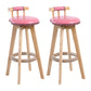 Contemporary Solid Wood Leather Barstool Indoor Bar Stool with Low Back for Kitchen Pink Wood 2 Piece Set Clearhalo 'Bar Furniture' 'Bar Stools' 'bar_stools' 'furn' 'furn_bar_stools' 'furniture_bar_stools' 'Kitchen & Dining Furniture' 'kitchen&dining_furn' 'kitchen' 'kitchen_furn' Furniture' 4493370