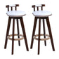 Contemporary Solid Wood Leather Barstool Indoor Bar Stool with Low Back for Kitchen White Brown 2 Piece Set Clearhalo 'Bar Furniture' 'Bar Stools' 'bar_stools' 'furn' 'furn_bar_stools' 'furniture_bar_stools' 'Kitchen & Dining Furniture' 'kitchen&dining_furn' 'kitchen' 'kitchen_furn' Furniture' 4493373