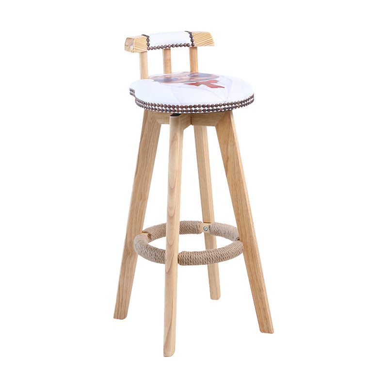 Contemporary Solid Wood Leather Barstool Indoor Bar Stool with Low Back for Kitchen Apricot Wood 1 Piece Clearhalo 'Bar Furniture' 'Bar Stools' 'bar_stools' 'furn' 'furn_bar_stools' 'furniture_bar_stools' 'Kitchen & Dining Furniture' 'kitchen&dining_furn' 'kitchen' 'kitchen_furn' Furniture' 4493375